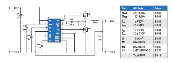 Discrete switching DC/DC voltage regulator National Semiconductor DC/DC Regulator